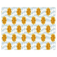 Flowers-gold-blue Double Sided Flano Blanket (medium)  by nate14shop