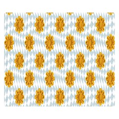 Flowers-gold-blue Double Sided Flano Blanket (small)  by nate14shop