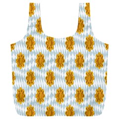 Flowers-gold-blue Full Print Recycle Bag (xxl) by nate14shop