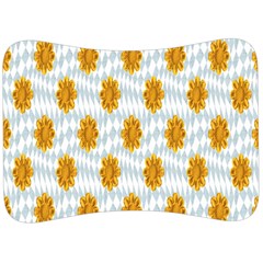 Flowers-gold-blue Velour Seat Head Rest Cushion by nate14shop