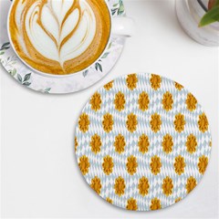 Flowers-gold-blue Uv Print Round Tile Coaster