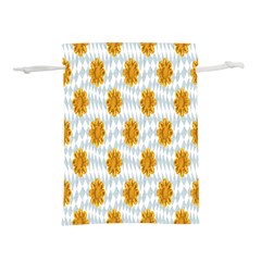 Flowers-gold-blue Lightweight Drawstring Pouch (l) by nate14shop