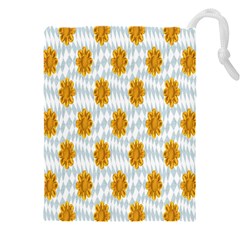 Flowers-gold-blue Drawstring Pouch (4xl) by nate14shop