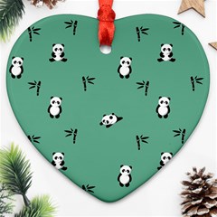 Pandas Heart Ornament (two Sides) by nate14shop