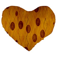 Mustard Large 19  Premium Heart Shape Cushions by nate14shop