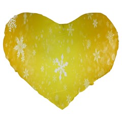 Snowflakes Large 19  Premium Heart Shape Cushions