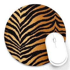 Greenhouse-fabrics-tiger-stripes Round Mousepads by nate14shop