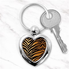 Greenhouse-fabrics-tiger-stripes Key Chain (heart) by nate14shop