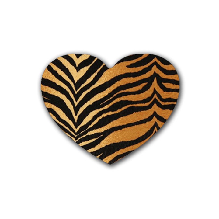 Greenhouse-fabrics-tiger-stripes Rubber Heart Coaster (4 pack)