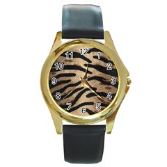 Tiger 001 Round Gold Metal Watch by nate14shop