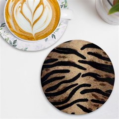 Tiger 001 Uv Print Round Tile Coaster by nate14shop