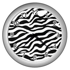 Tiger White-black 003 Jpg Wall Clock (silver) by nate14shop