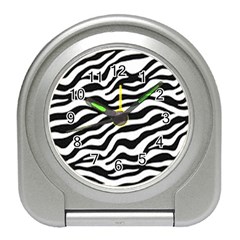 Tiger White-black 003 Jpg Travel Alarm Clock by nate14shop