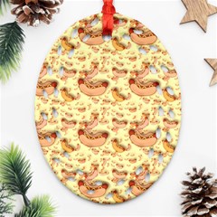 Hot-dog-pizza Oval Filigree Ornament (two Sides)