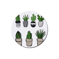 Succulents Rubber Round Coaster (4 Pack) by nate14shop