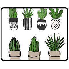 Succulents Double Sided Fleece Blanket (medium)  by nate14shop