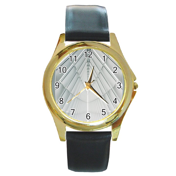 Architecture Building Round Gold Metal Watch