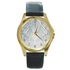 Architecture Building Round Gold Metal Watch by artworkshop