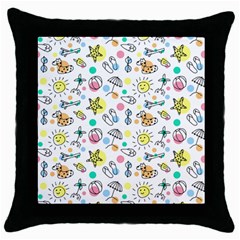 Drawing Pattern Throw Pillow Case (black) by artworkshop