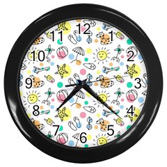 Drawing Pattern Wall Clock (black) by artworkshop