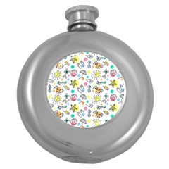 Drawing Pattern Round Hip Flask (5 Oz) by artworkshop