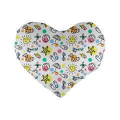 Drawing Pattern Standard 16  Premium Flano Heart Shape Cushions by artworkshop