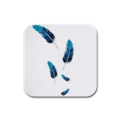 Feather Bird Rubber Square Coaster (4 Pack) by artworkshop