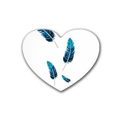 Feather Bird Rubber Heart Coaster (4 Pack) by artworkshop