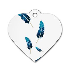 Feather Bird Dog Tag Heart (two Sides) by artworkshop