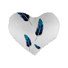 Feather Bird Standard 16  Premium Heart Shape Cushions by artworkshop