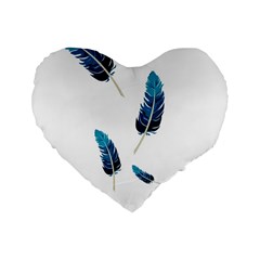 Feather Bird Standard 16  Premium Flano Heart Shape Cushions by artworkshop