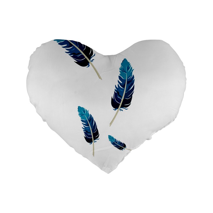 Feather Bird Standard 16  Premium Flano Heart Shape Cushions