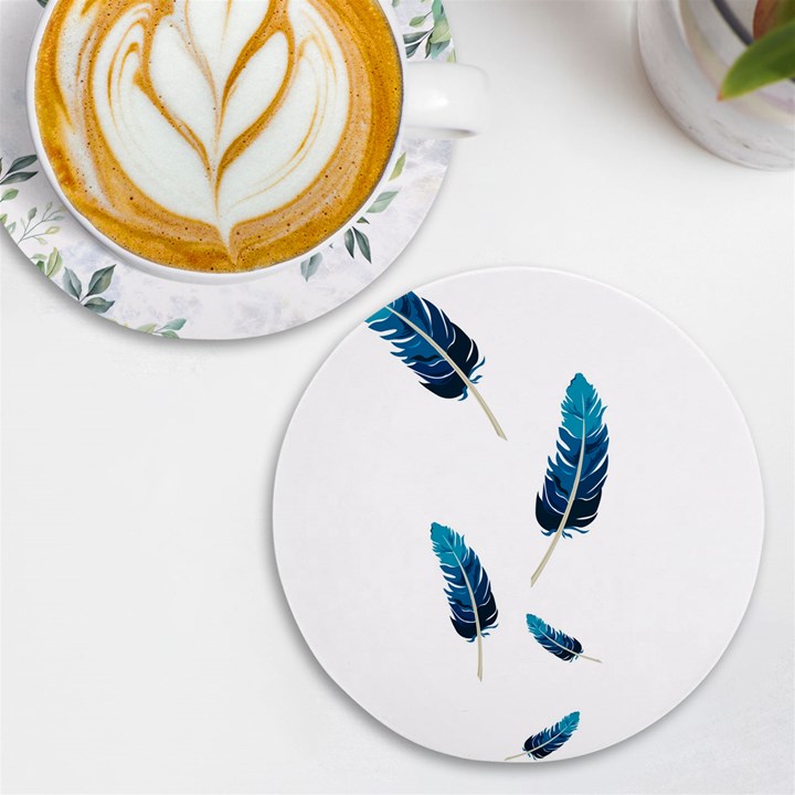 Feather Bird UV Print Round Tile Coaster