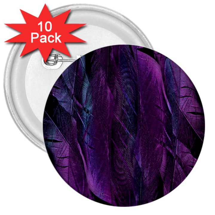 Feather 3  Buttons (10 pack) 