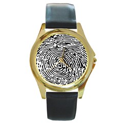 Fingerprint Round Gold Metal Watch by artworkshop