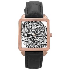 Fingerprint Rose Gold Leather Watch  by artworkshop