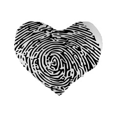 Fingerprint Standard 16  Premium Flano Heart Shape Cushions by artworkshop