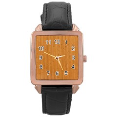 Hardwood Vertical Rose Gold Leather Watch  by artworkshop