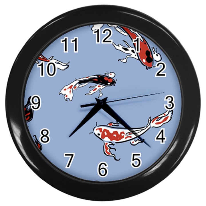 Fish Carp Koi Koi Wall Clock (Black)