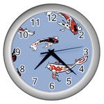 Fish Carp Koi Koi Wall Clock (Silver) Front