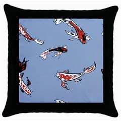 Fish Carp Koi Koi Throw Pillow Case (black) by artworkshop