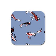 Fish Carp Koi Koi Rubber Square Coaster (4 Pack) by artworkshop