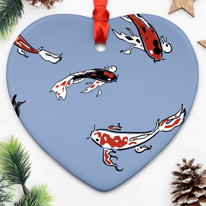 Fish Carp Koi Koi Heart Ornament (Two Sides)