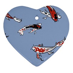 Fish Carp Koi Koi Heart Ornament (two Sides)