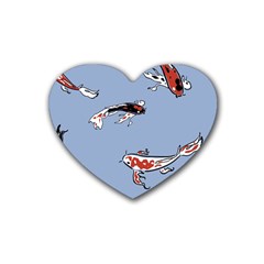 Fish Carp Koi Koi Rubber Heart Coaster (4 Pack) by artworkshop