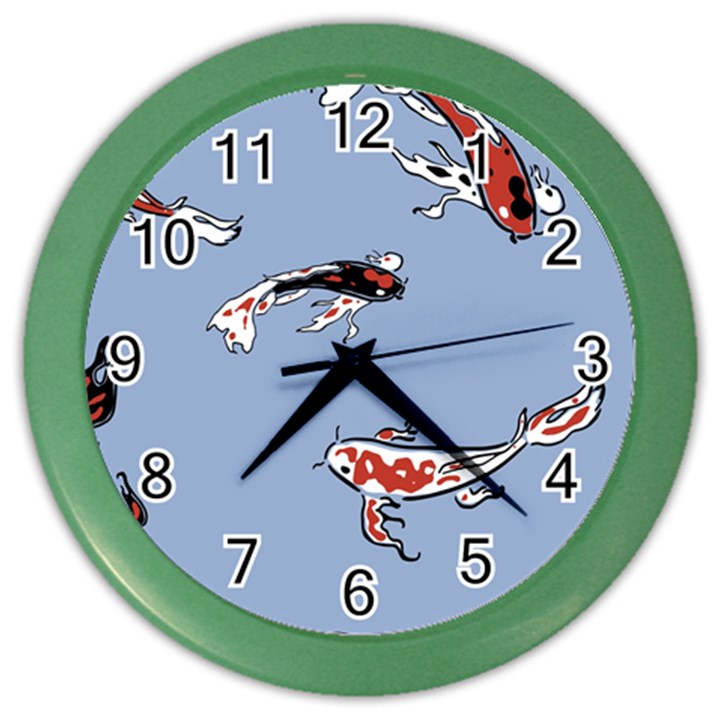 Fish Carp Koi Koi Color Wall Clock