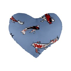 Fish Carp Koi Koi Standard 16  Premium Heart Shape Cushions by artworkshop