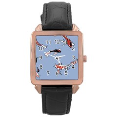 Fish Carp Koi Koi Rose Gold Leather Watch  by artworkshop