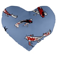 Fish Carp Koi Koi Large 19  Premium Flano Heart Shape Cushions by artworkshop