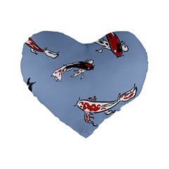 Fish Carp Koi Koi Standard 16  Premium Flano Heart Shape Cushions by artworkshop